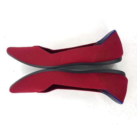 Rothy's Women's 8 The Point Pointed Chili Red Knit Slip On Ballet Flat Shoe - Picture 5 of 9